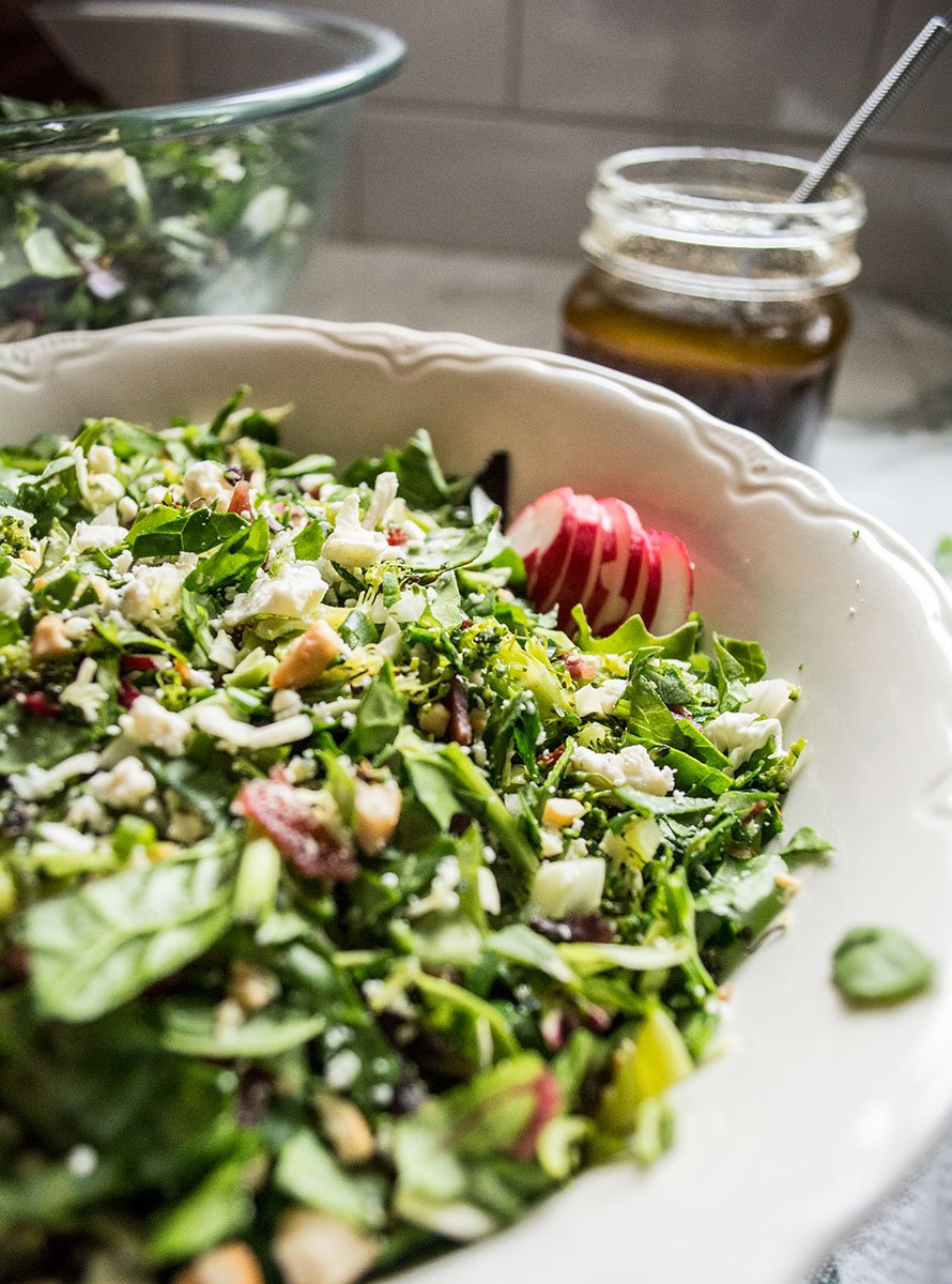 Roasted Broccoli Blue Cheese and Bacon Chopped Salad | Lemons and Basil