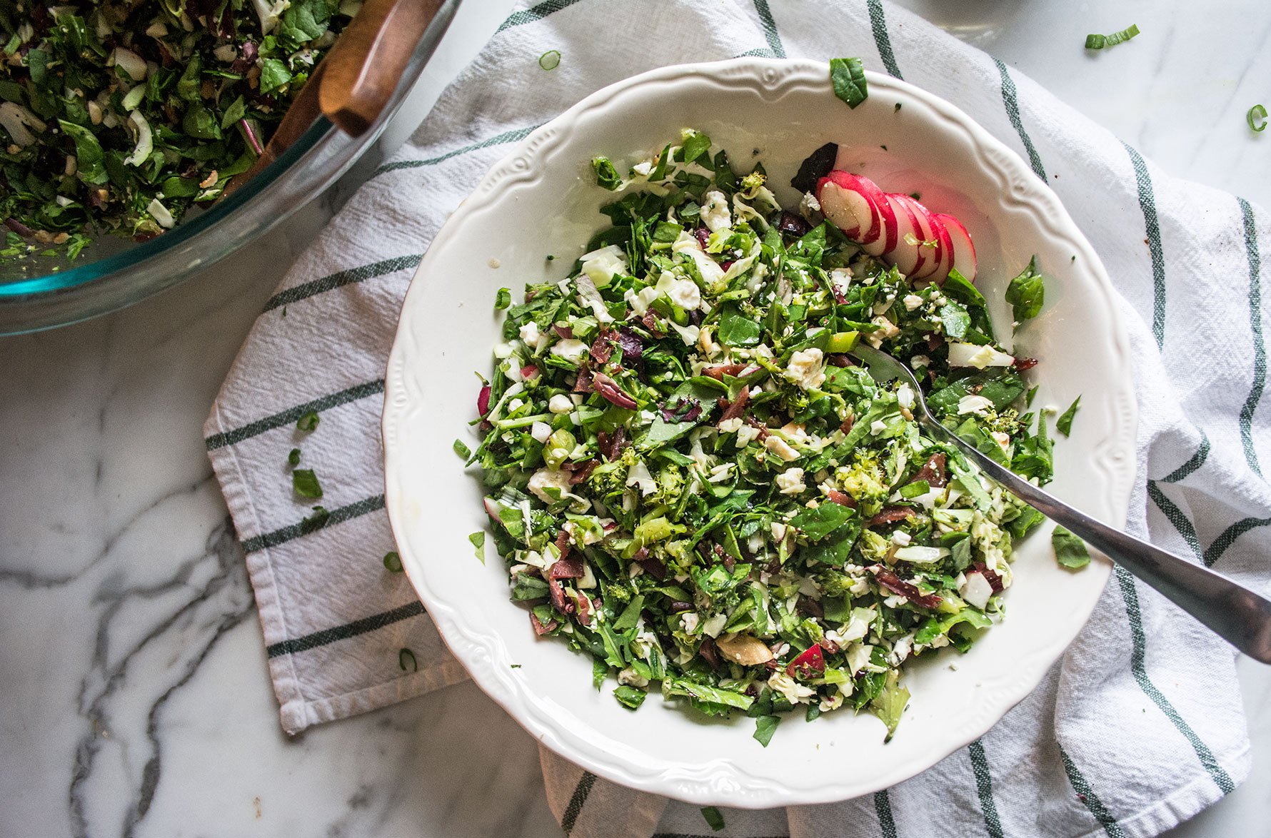 Roasted Broccoli Blue Cheese and Bacon Chopped Salad | Lemons and Basil