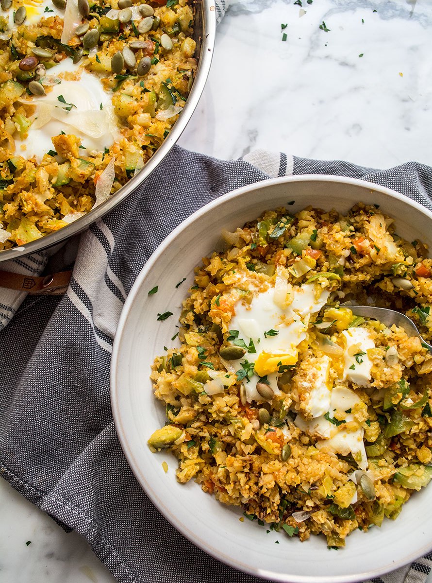 Veggie and Egg Cauliflower Rice Bowls | Lemons and Basil