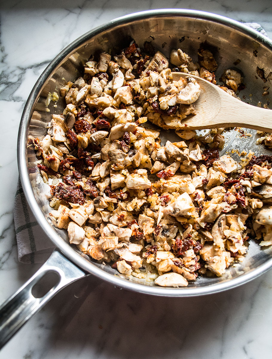 Sun-Dried Tomato and Mushroom Chickpea Pasta | Lemons and Basil