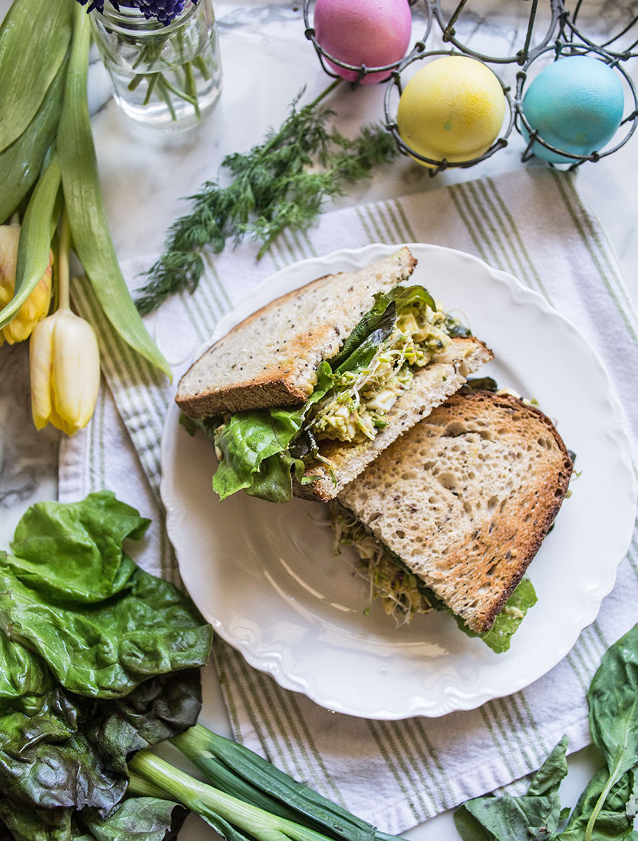 Avocado Egg Salad Sandwich with Sprouts | Lemons and Basil
