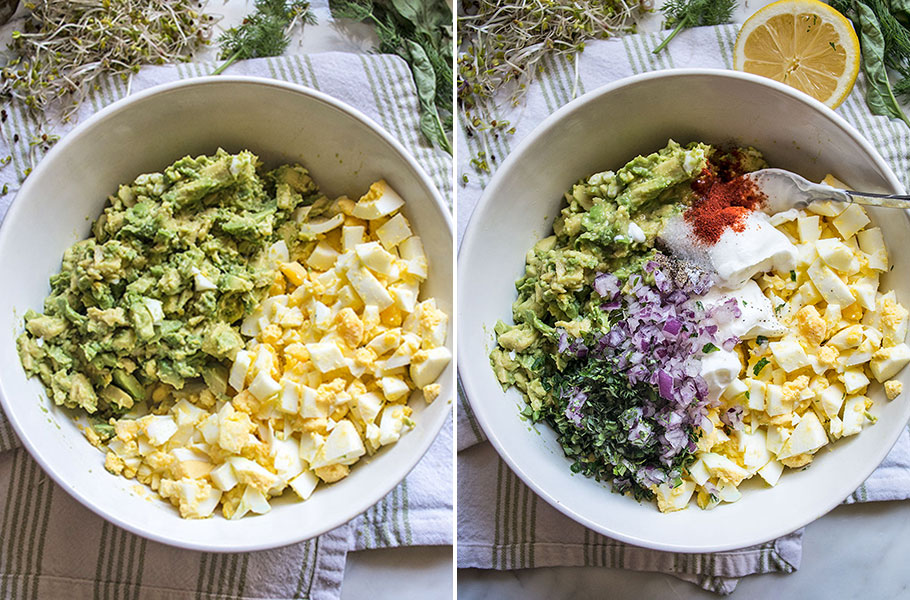 Avocado Egg Salad Sandwich with Sprouts | Lemons and Basil