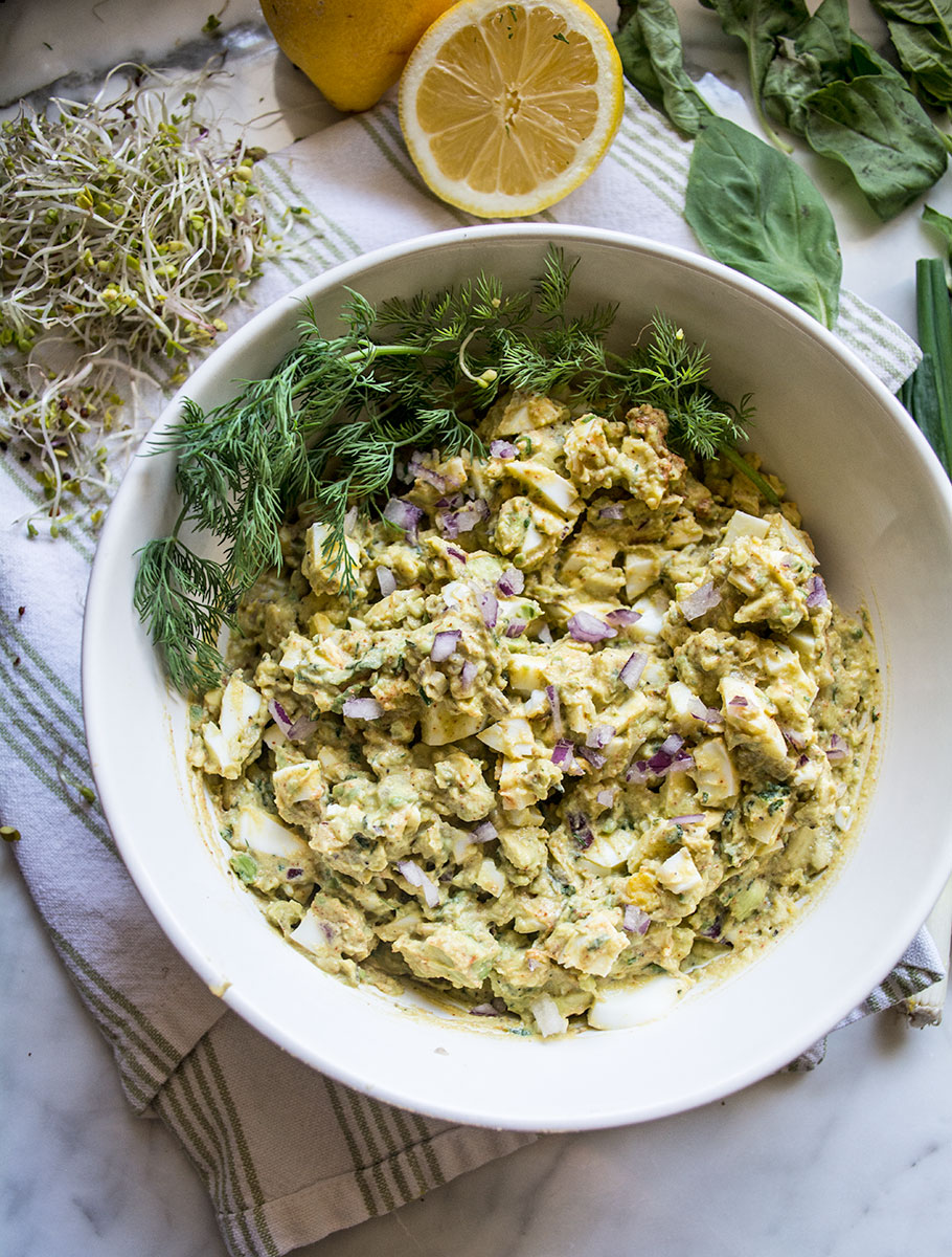 Avocado Egg Salad Sandwich with Sprouts | Lemons and Basil