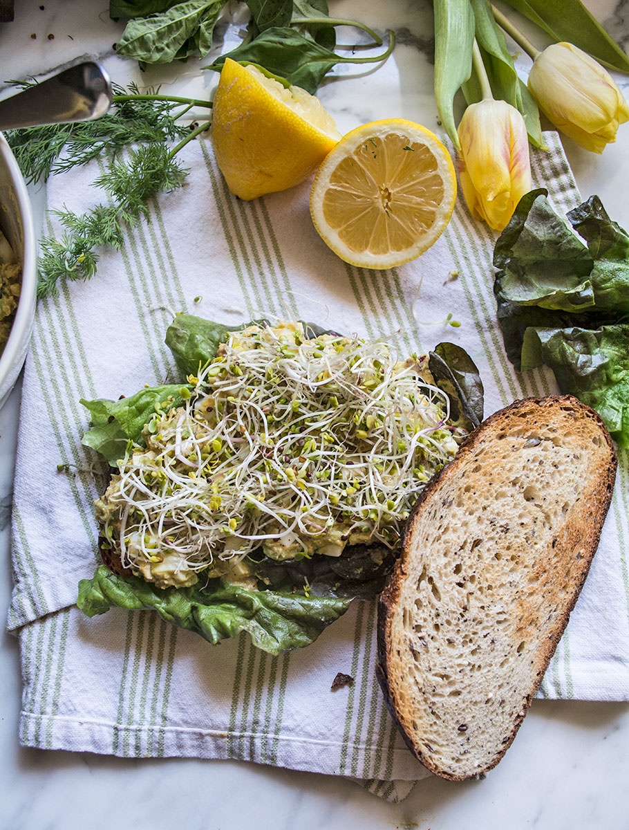 Avocado Egg Salad Sandwich with Sprouts | Lemons and Basil