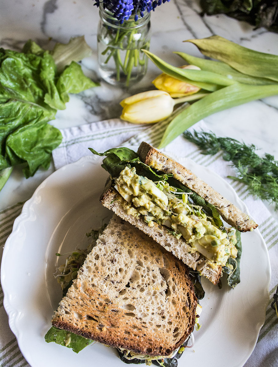 Avocado Egg Salad Sandwich with Sprouts | Lemons and Basil