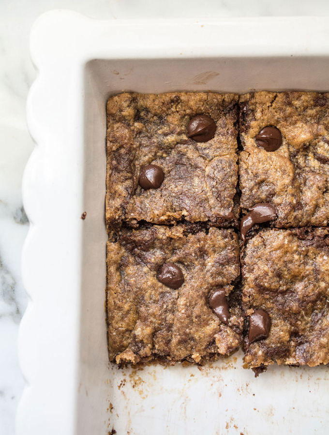 Healthy Peanut Butter Chocolate Chip Bars + GF Lemons and Basil