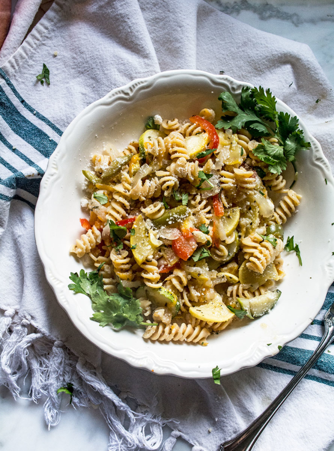 Easy Chickpea Pasta Primavera + GlutenFree Lemons and Basil