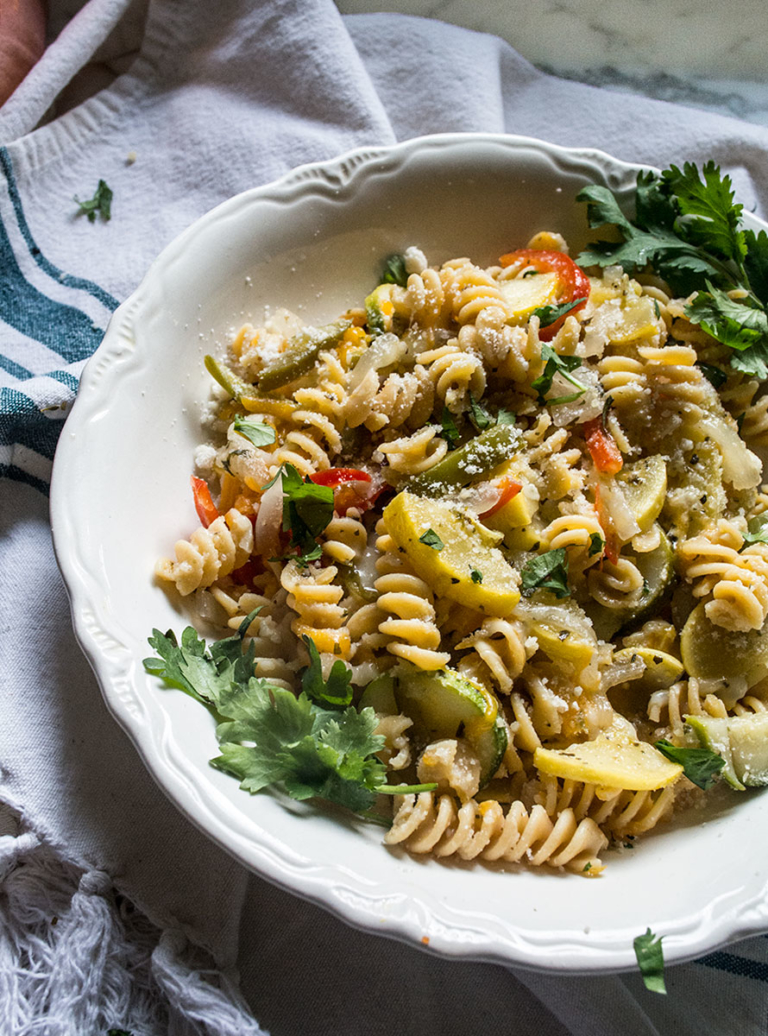 Easy Chickpea Pasta Primavera + GlutenFree Lemons and Basil