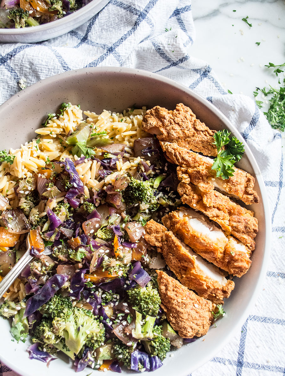 Vegan Chickpea Rice and Veggie Stir Fry | Lemons and Basil