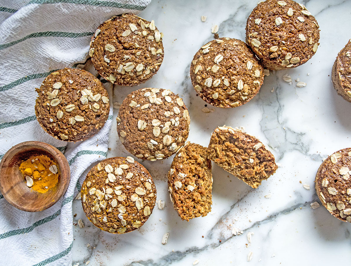 Turmeric Ginger Banana Muffins | Lemons and Basil