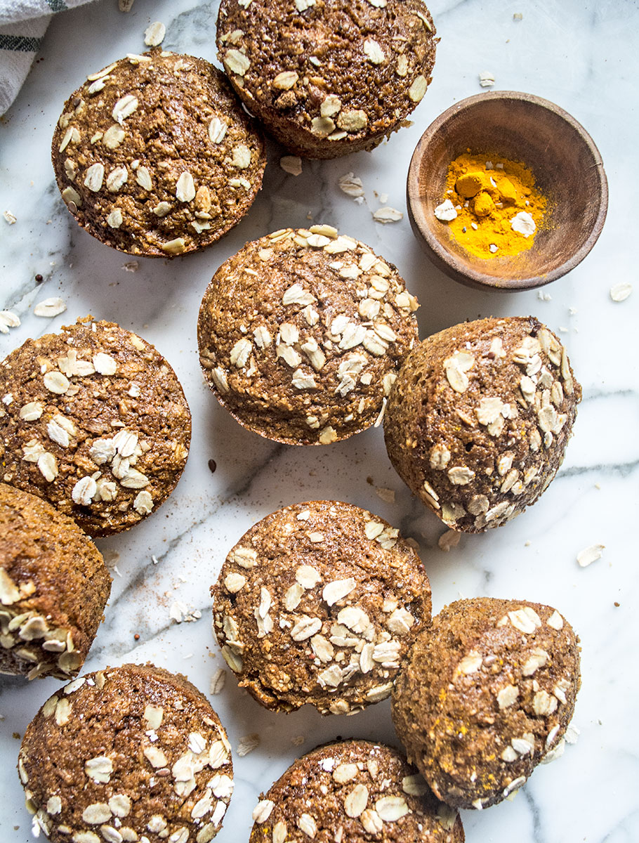 Turmeric Ginger Banana Muffins | Lemons and Basil