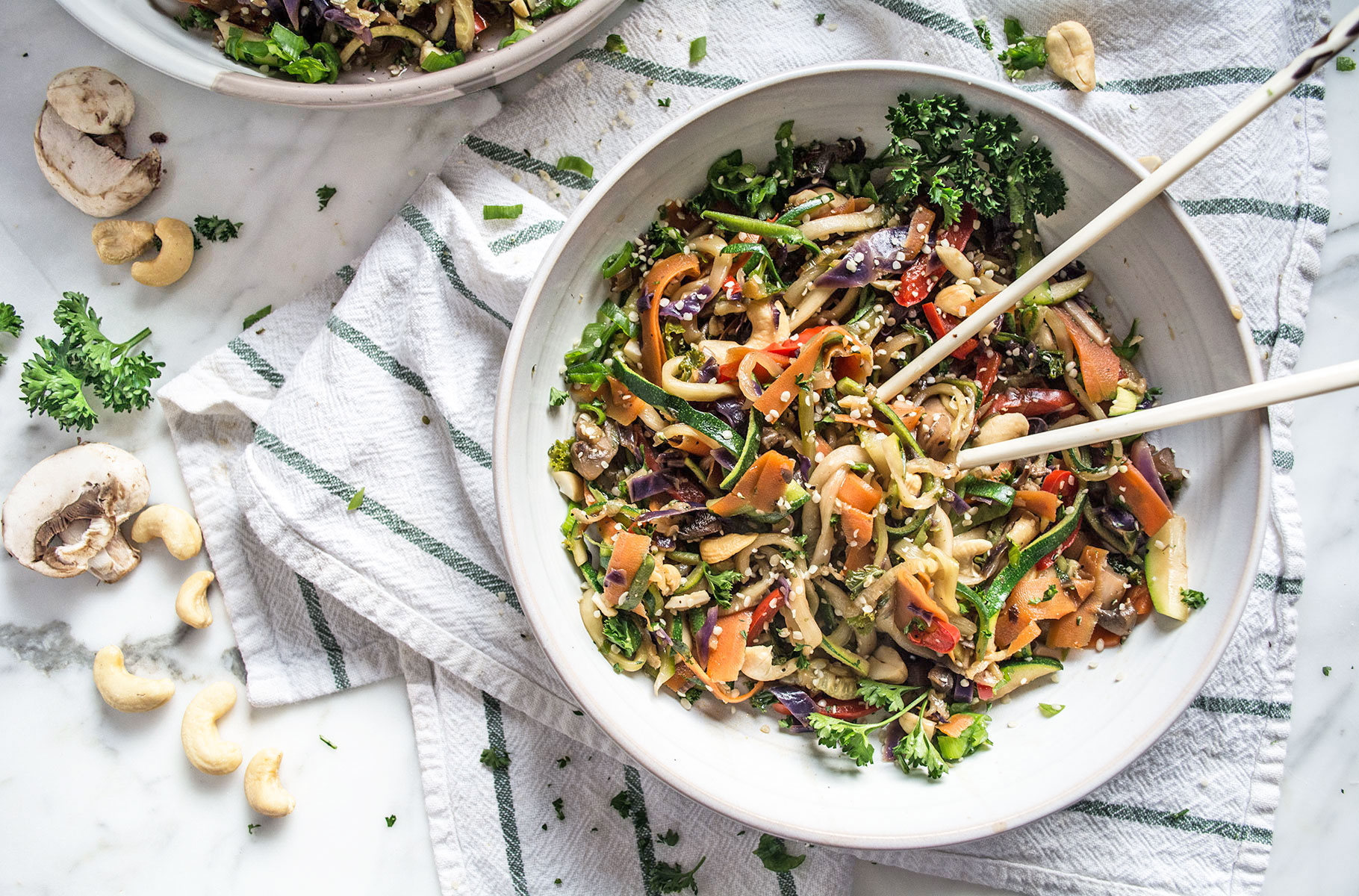 Vegetarian Zucchini Lo Mein | Lemons and Basil