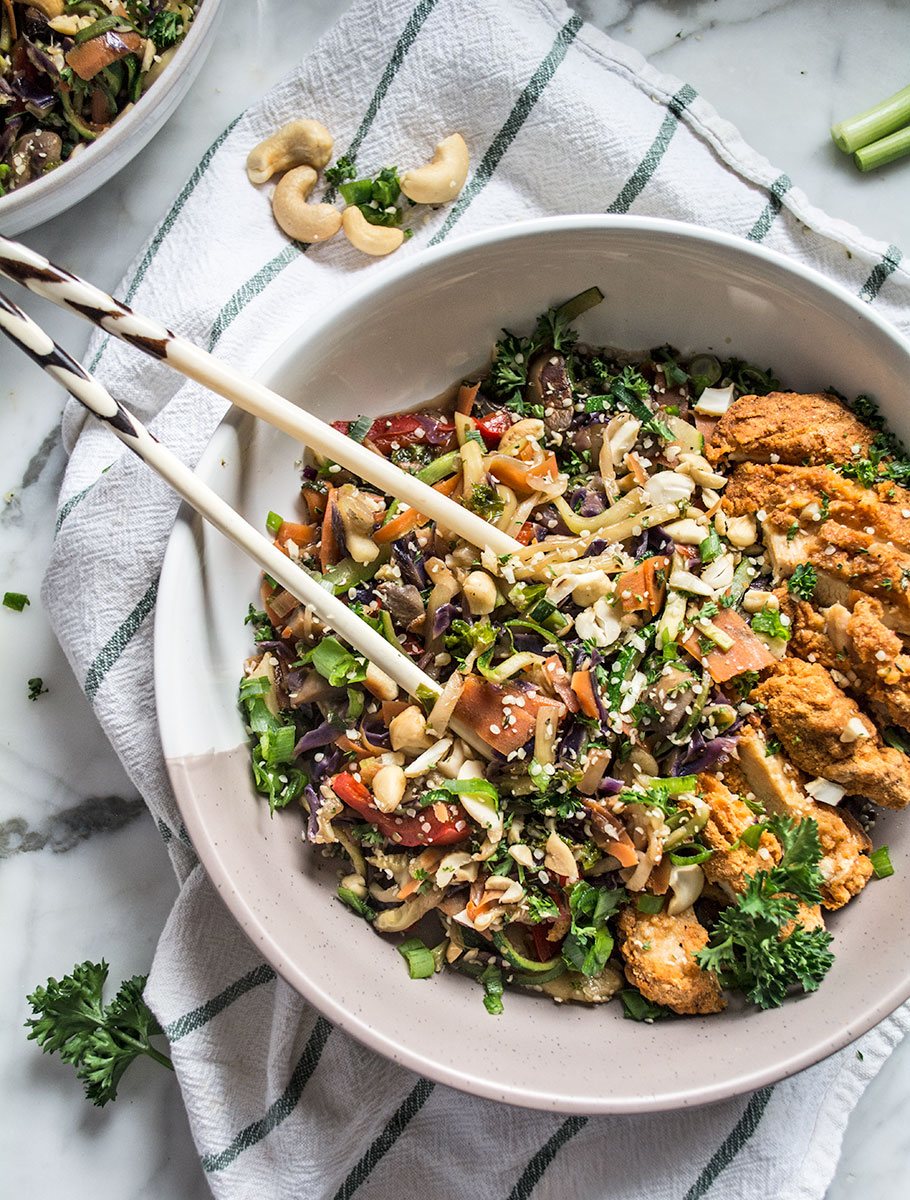 Vegetarian Zucchini Lo Mein | Lemons and Basil