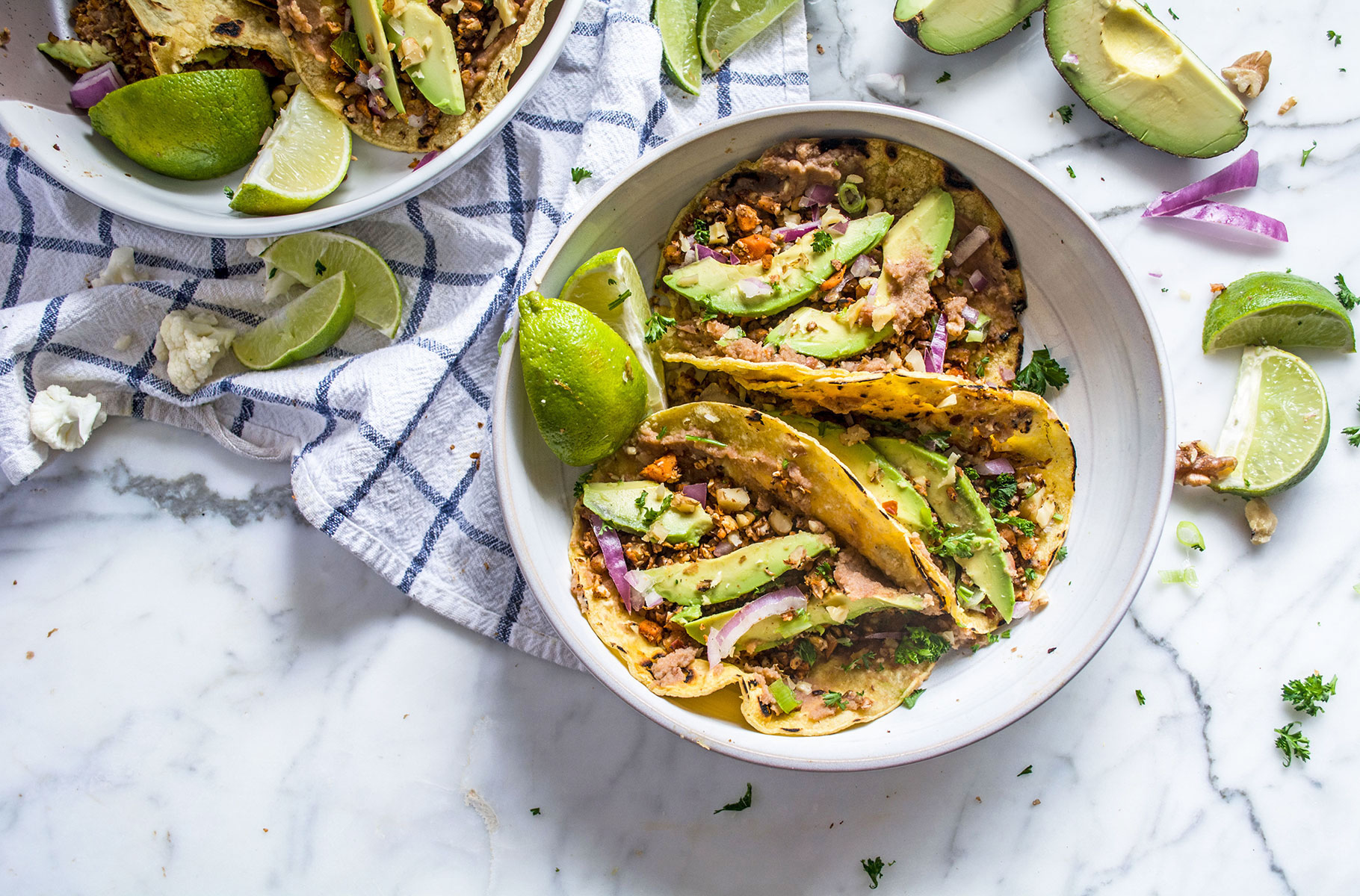 Vegan Cauliflower Walnut Street Tacos | Lemons and Basil