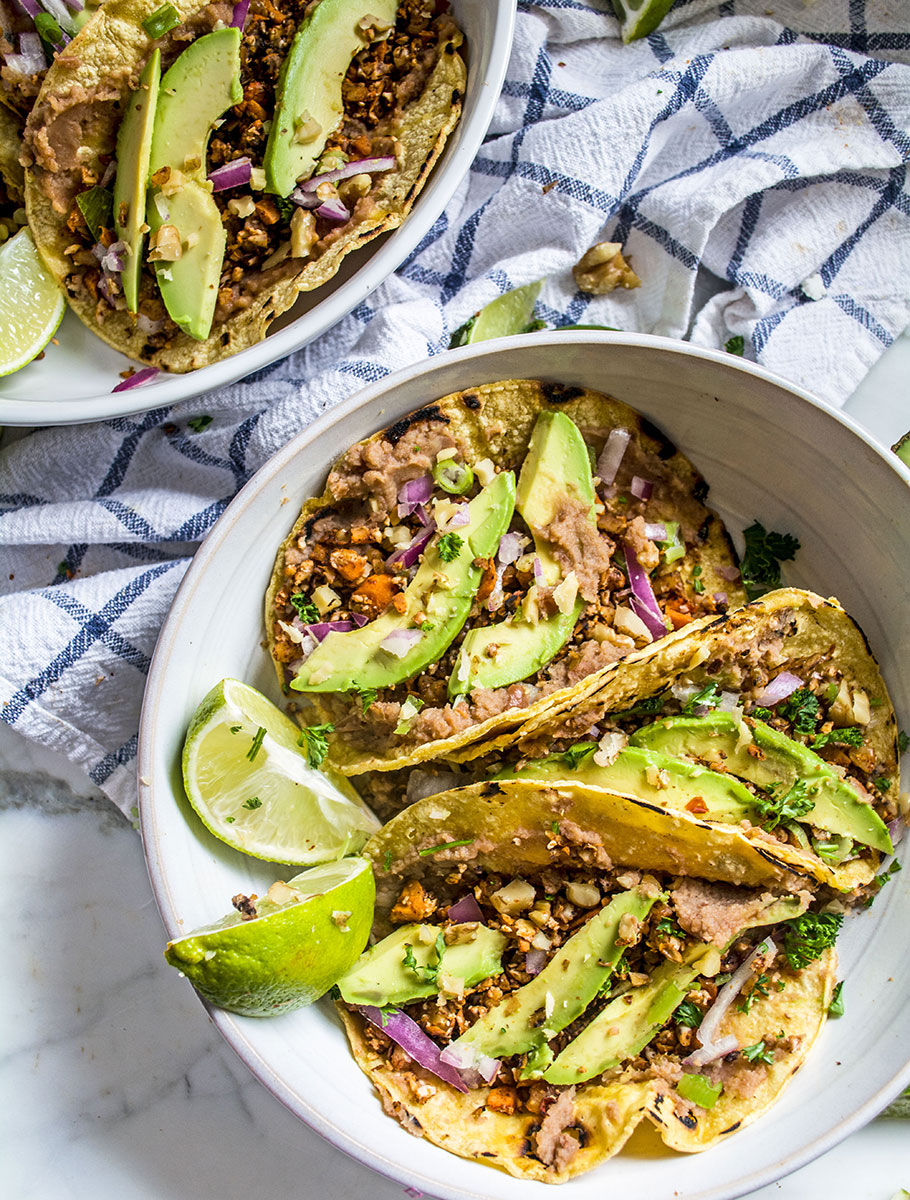 Vegan Cauliflower Walnut Street Tacos | Lemons and Basil