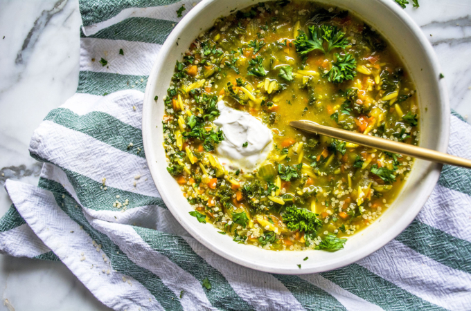 Curry Chickpea Rice and Kale Soup | Lemons and Basil