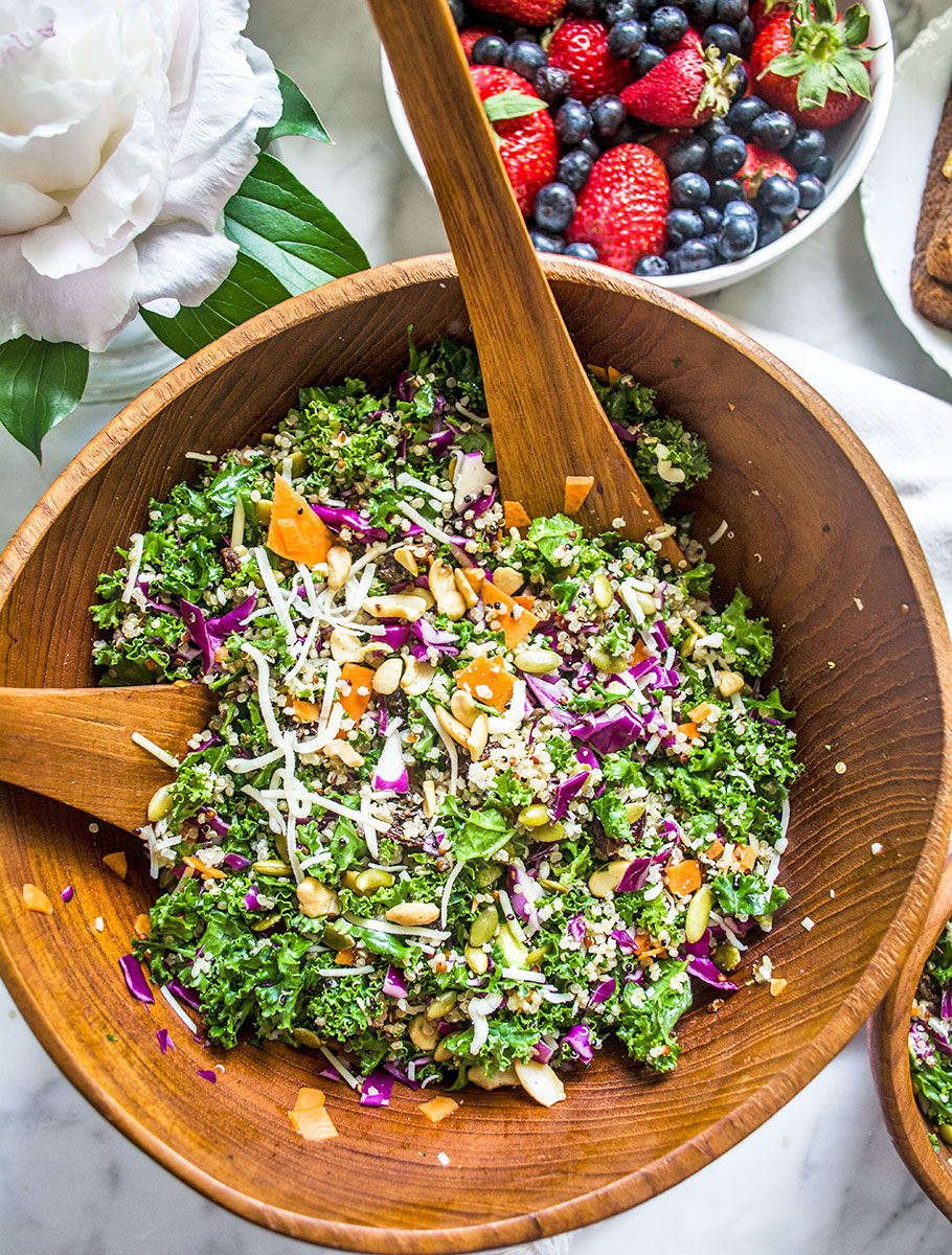 Baked Kale Salad With Crispy Quinoa