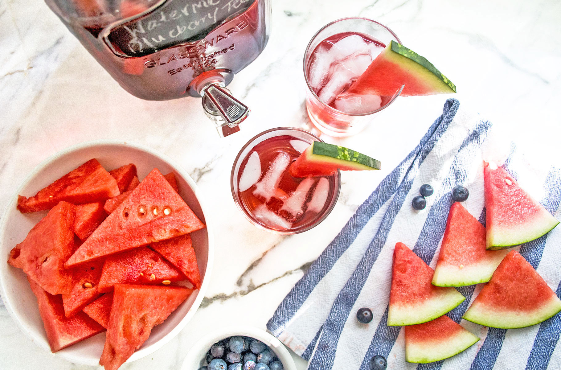 Watermelon Blueberry Sun Tea Lemons And Basil