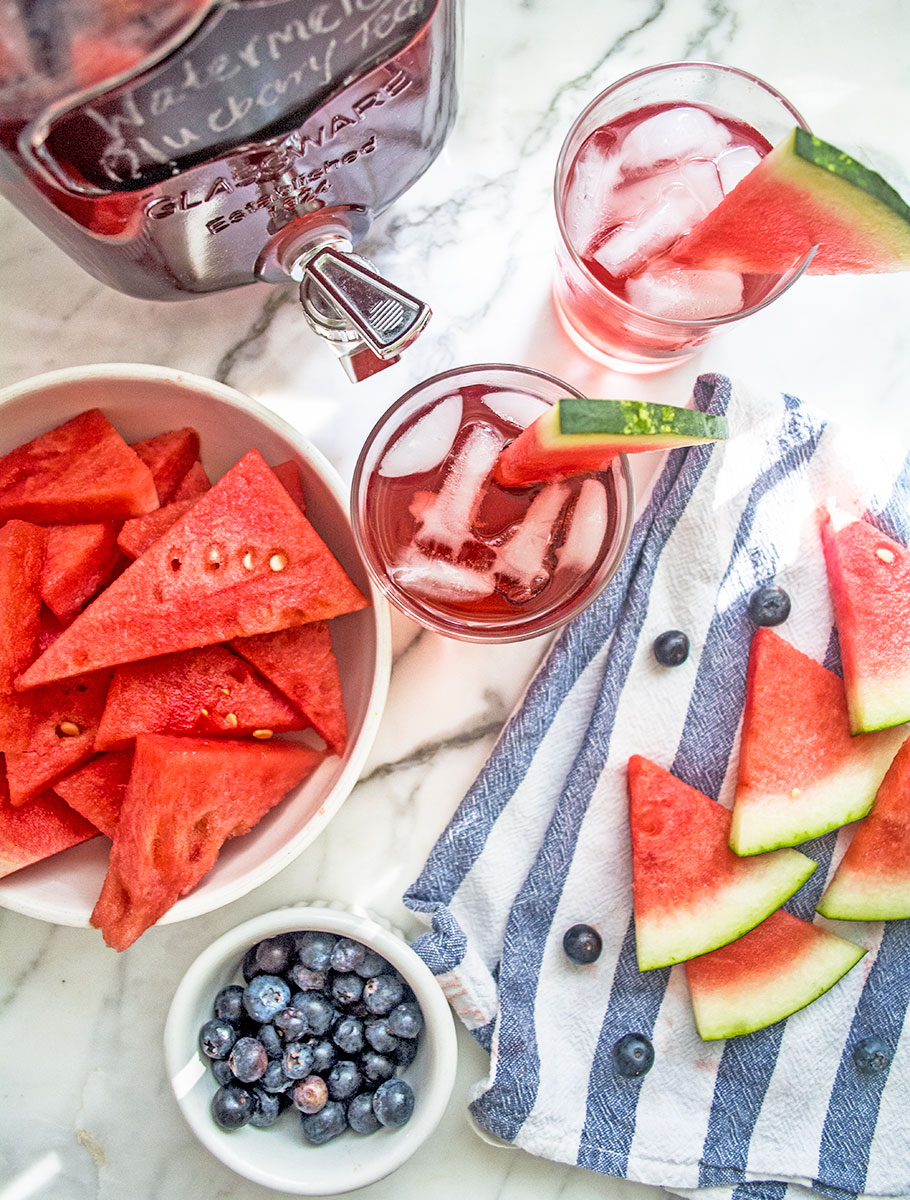 Watermelon Blueberry Sun Tea | Lemons and Basil