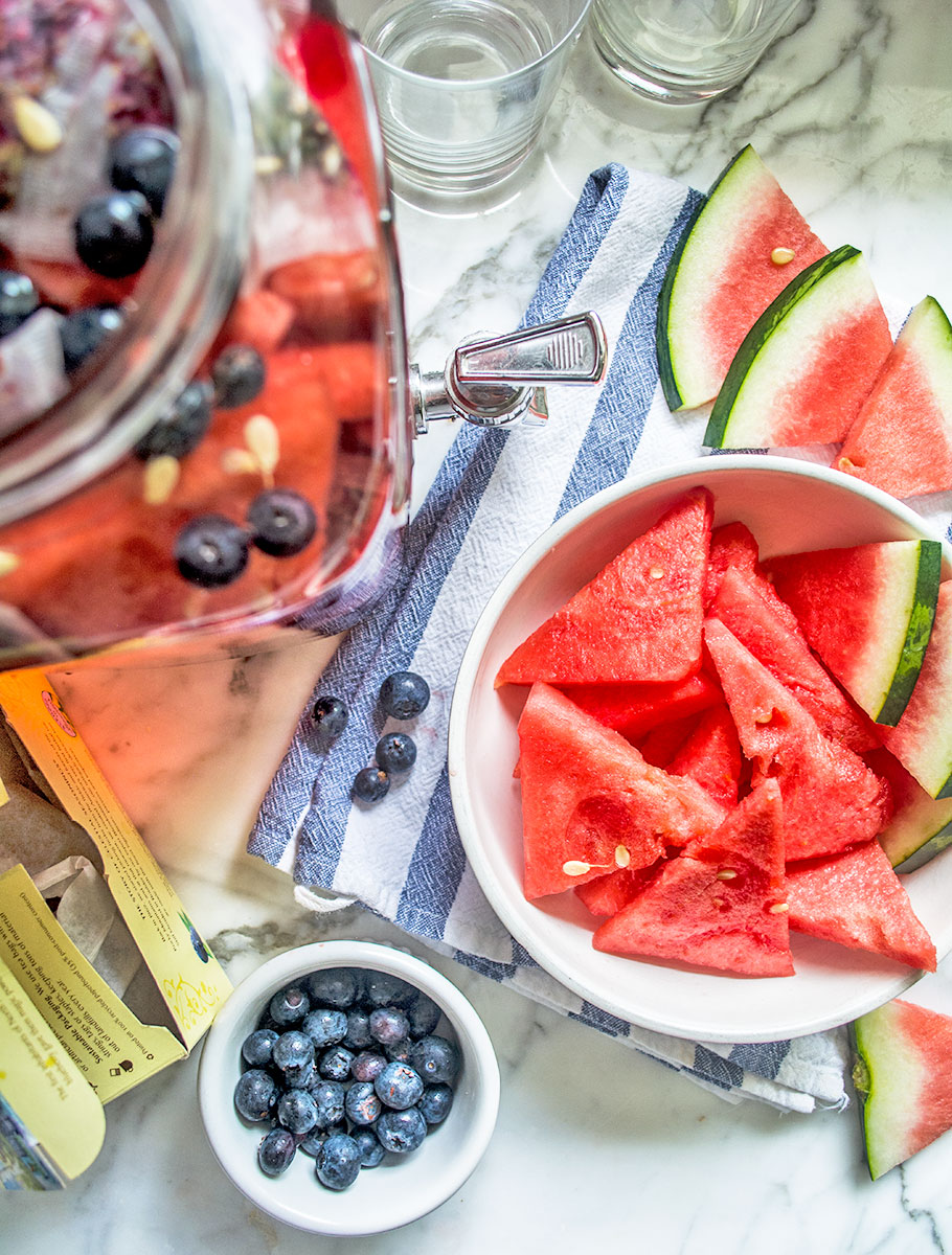 Watermelon Blueberry Sun Tea | Lemons and Basil