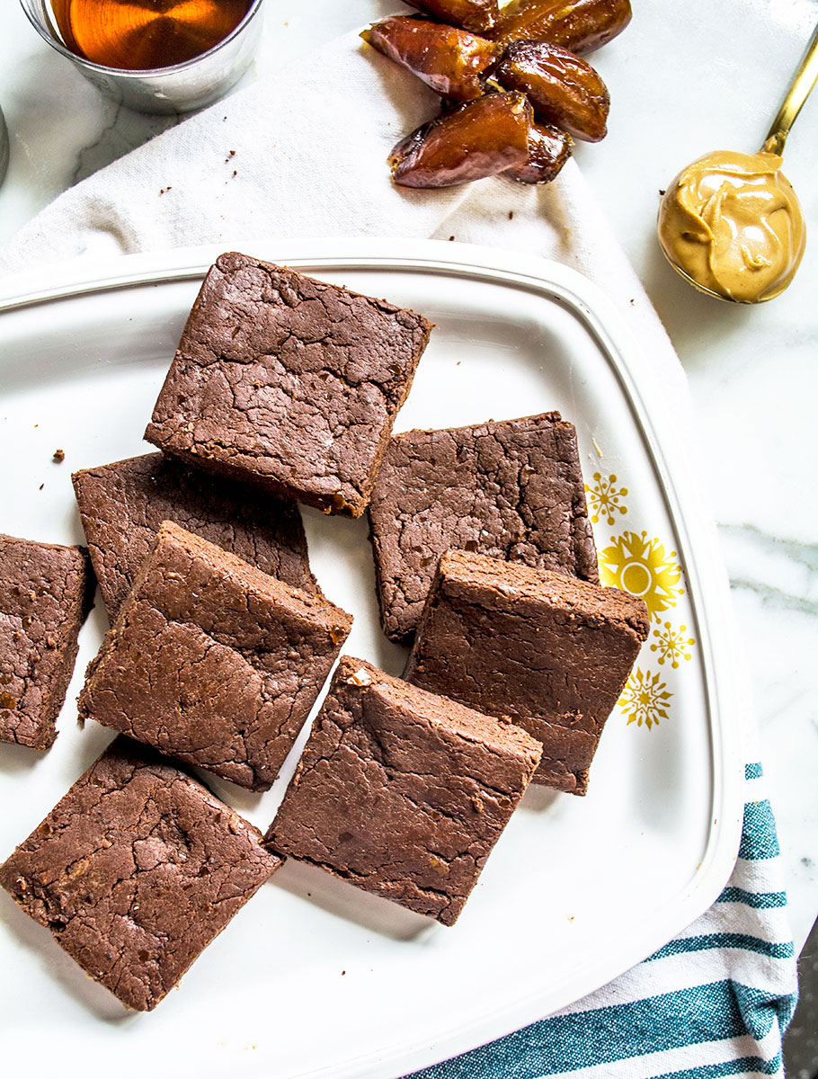 Raw Chocolate Almond Butter Brownies | GF Vegan | Lemons and Basil