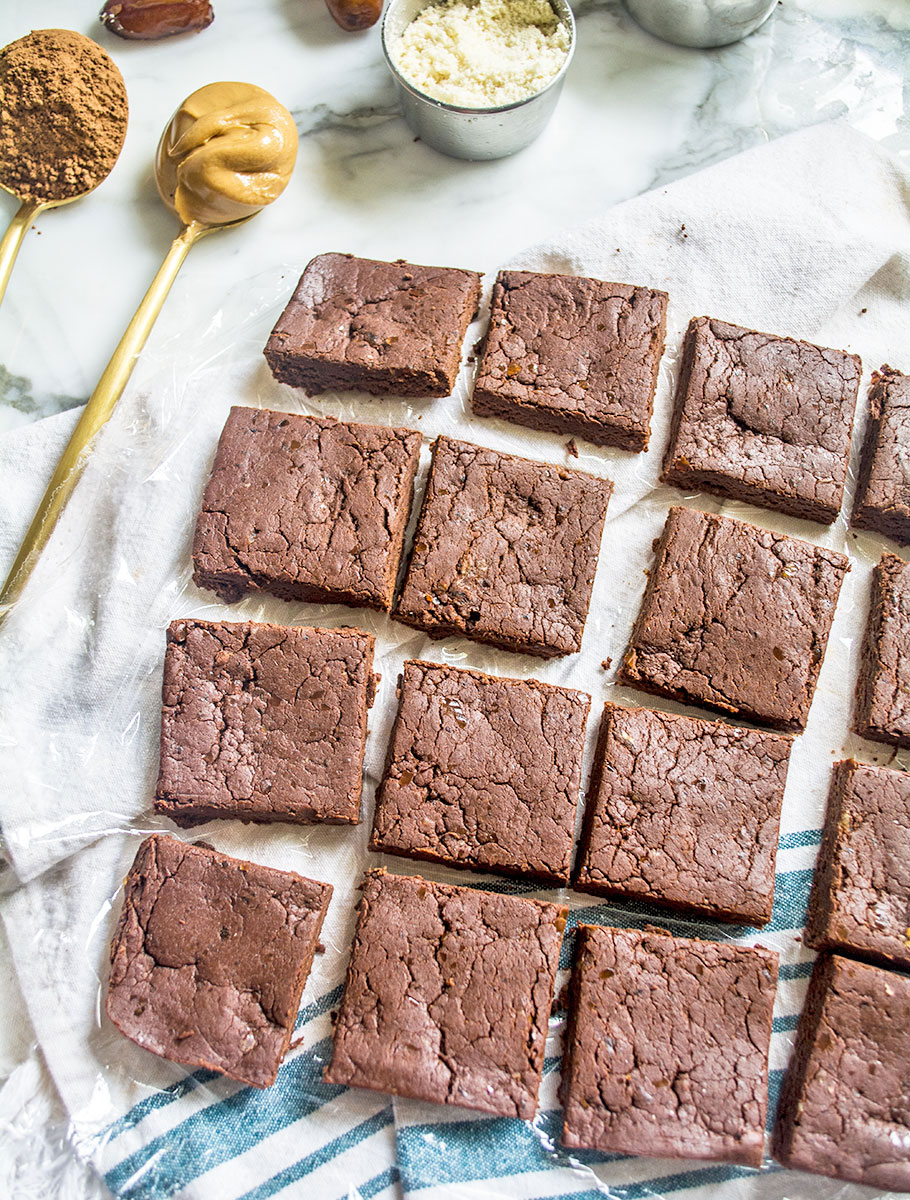 Raw Chocolate Almond Butter Brownies | GF Vegan | Lemons and Basil