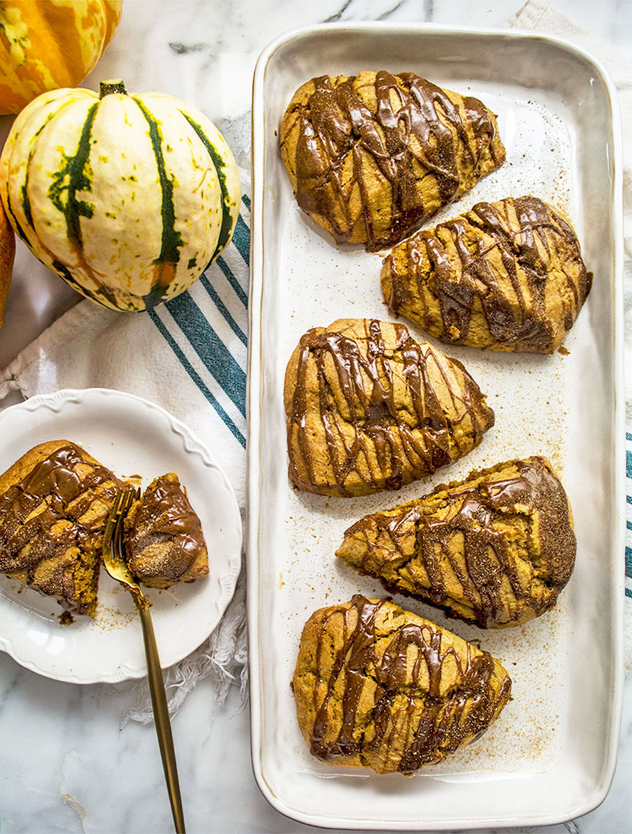 Paleo Pumpkin Scones with Spiced Drizzle | Lemons and Basil