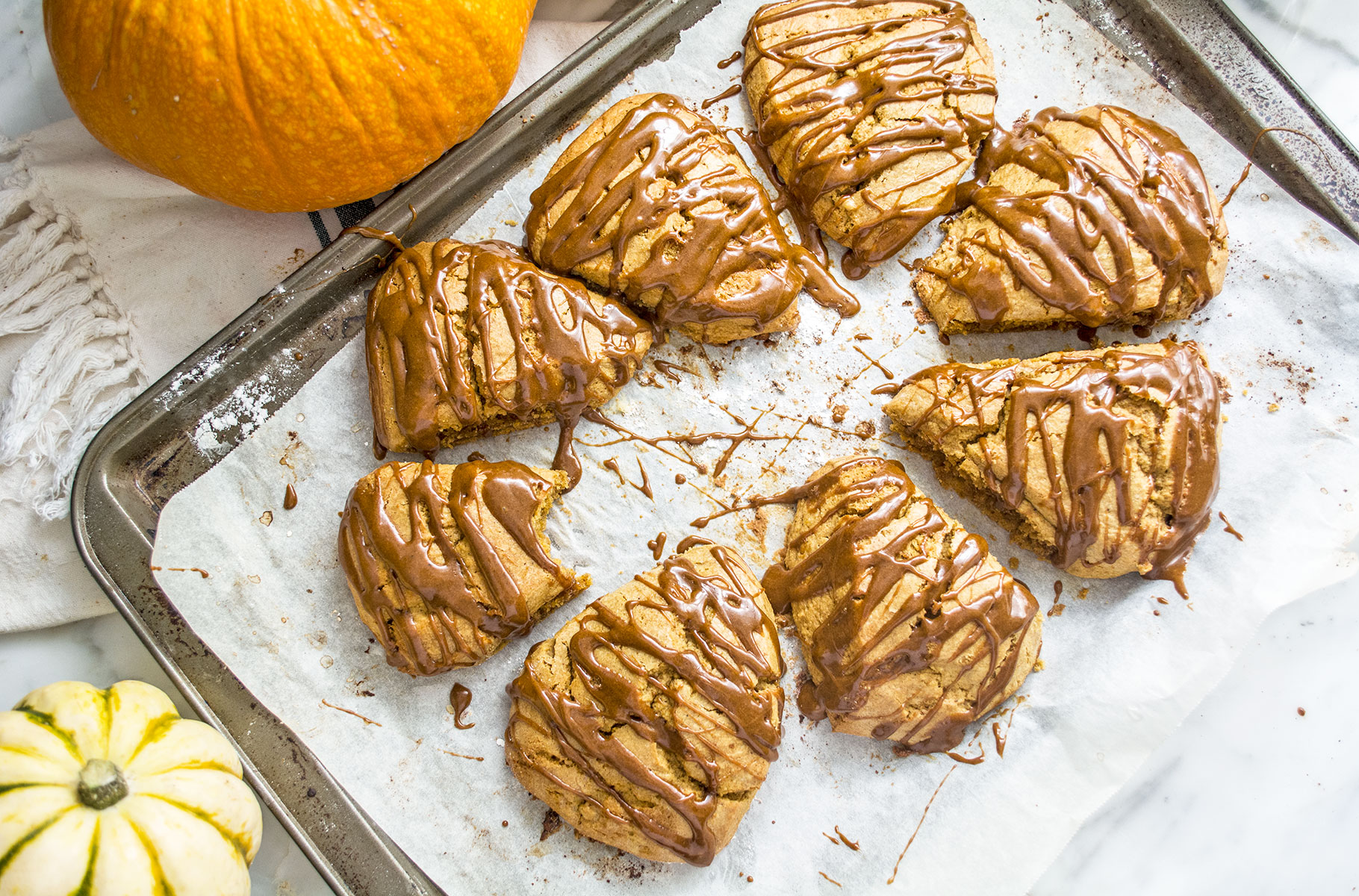Paleo Pumpkin Scones with Spiced Drizzle | Lemons and Basil